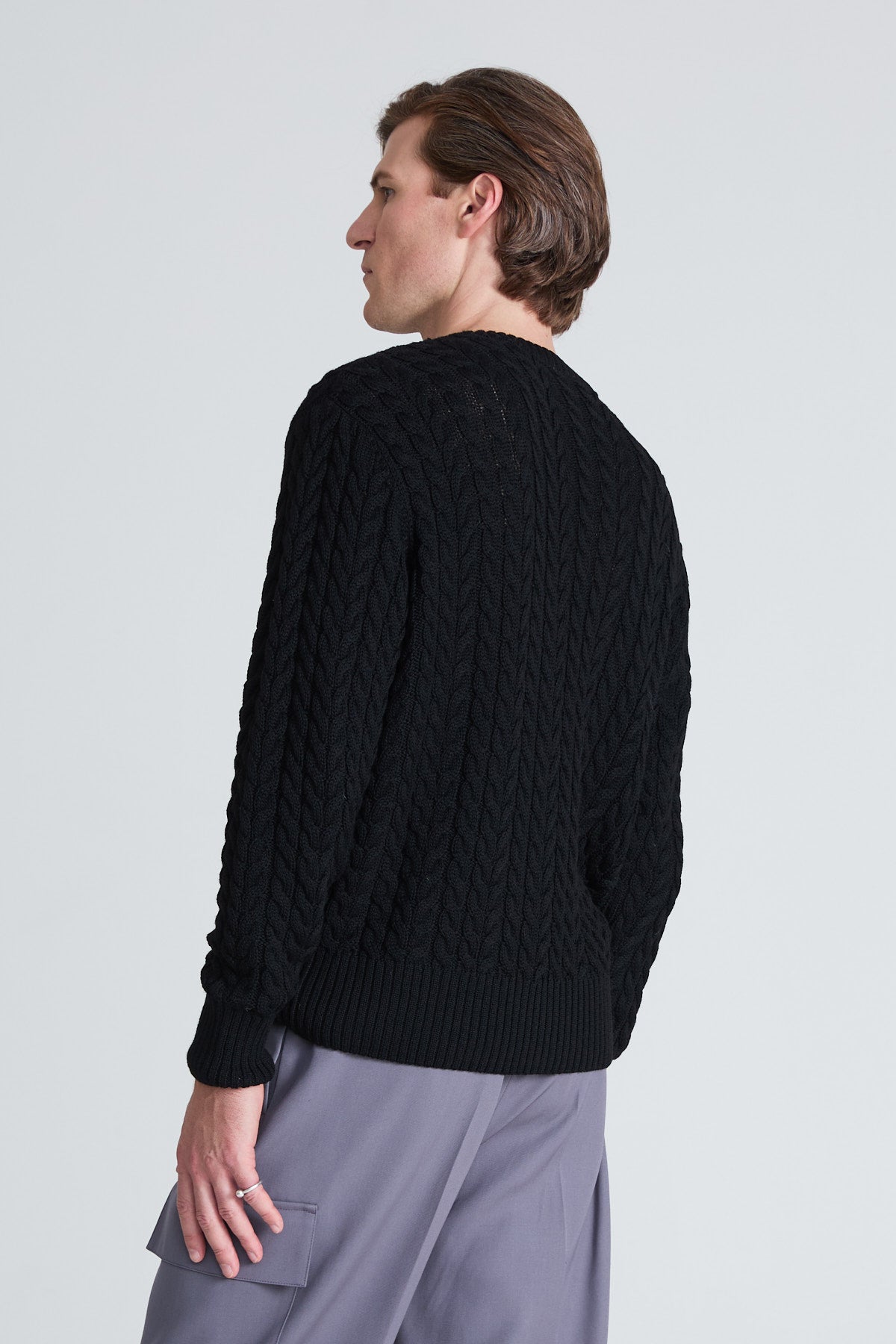 Cable-Knitted Sweater - Black