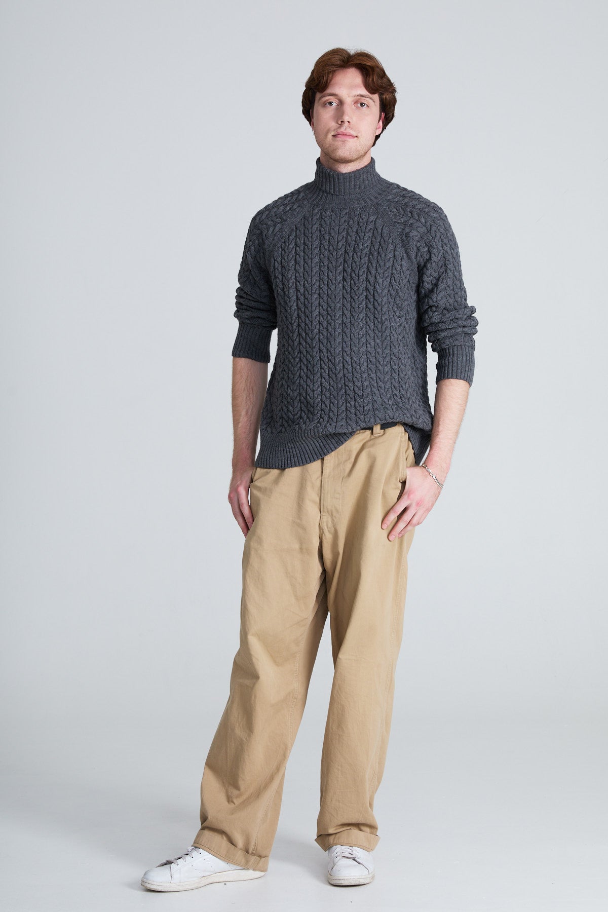 Cable-Knitted Turtleneck