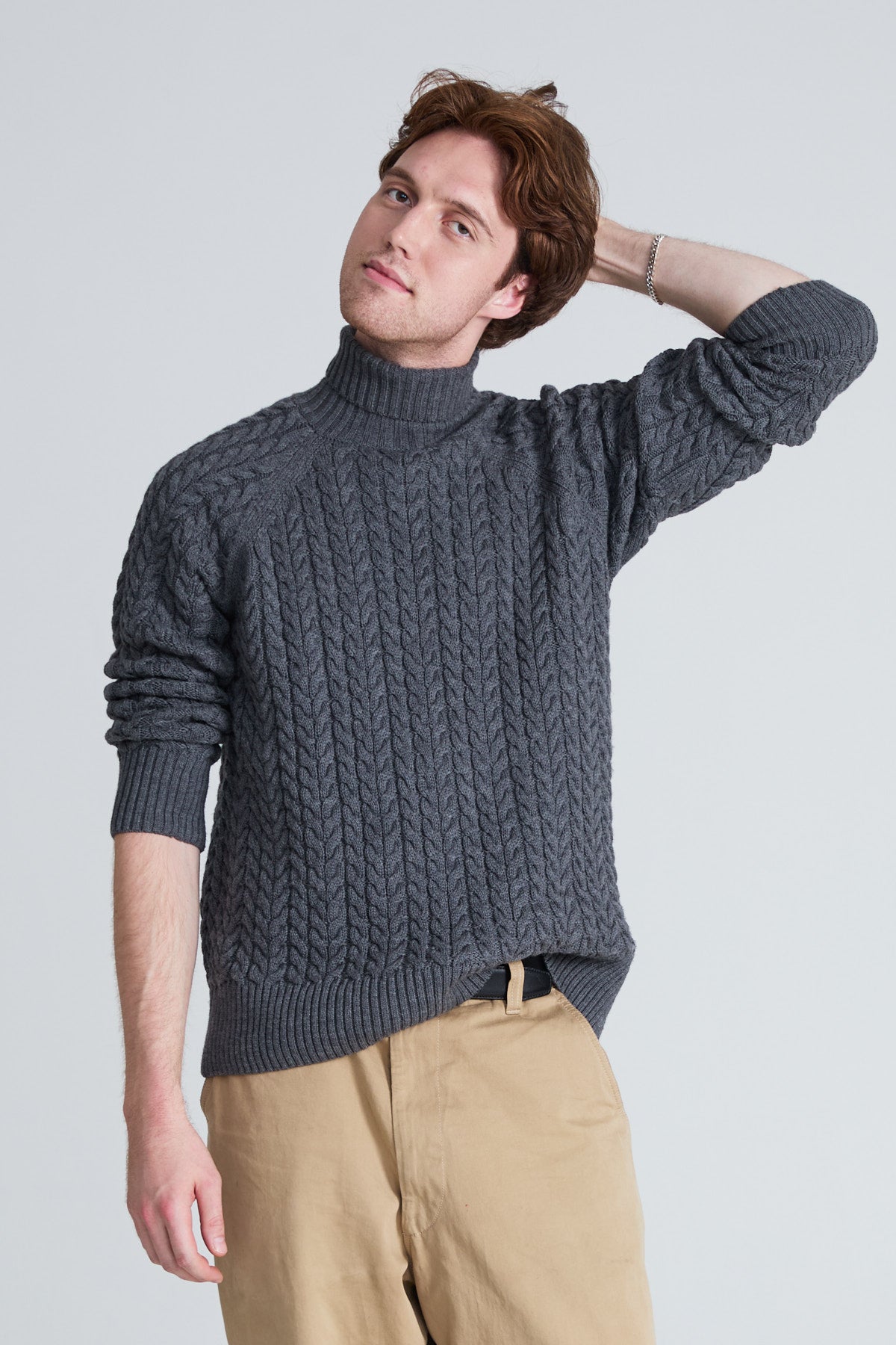 Cable-Knitted Turtleneck