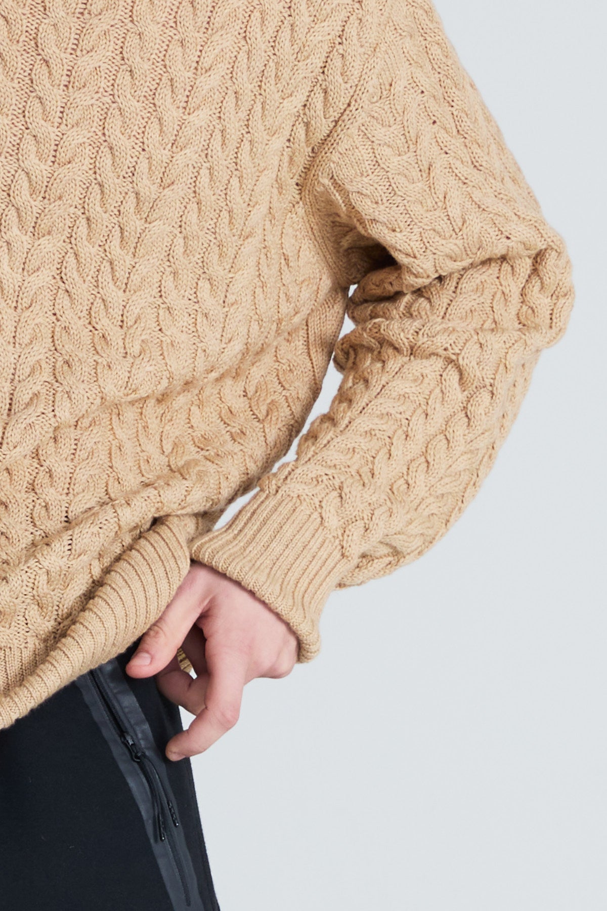 Cable-Knitted Sweater - Camel