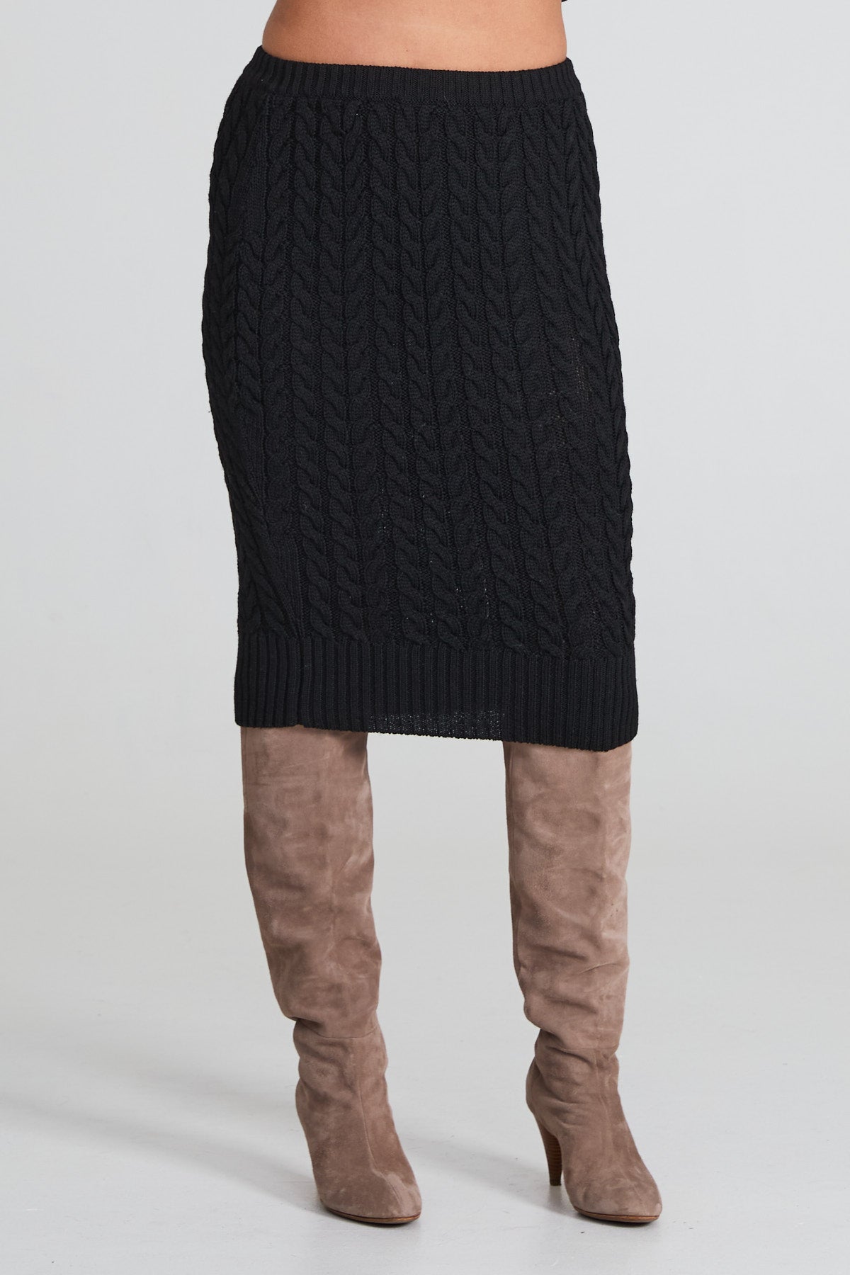Cable-Knitted Skirt - Black