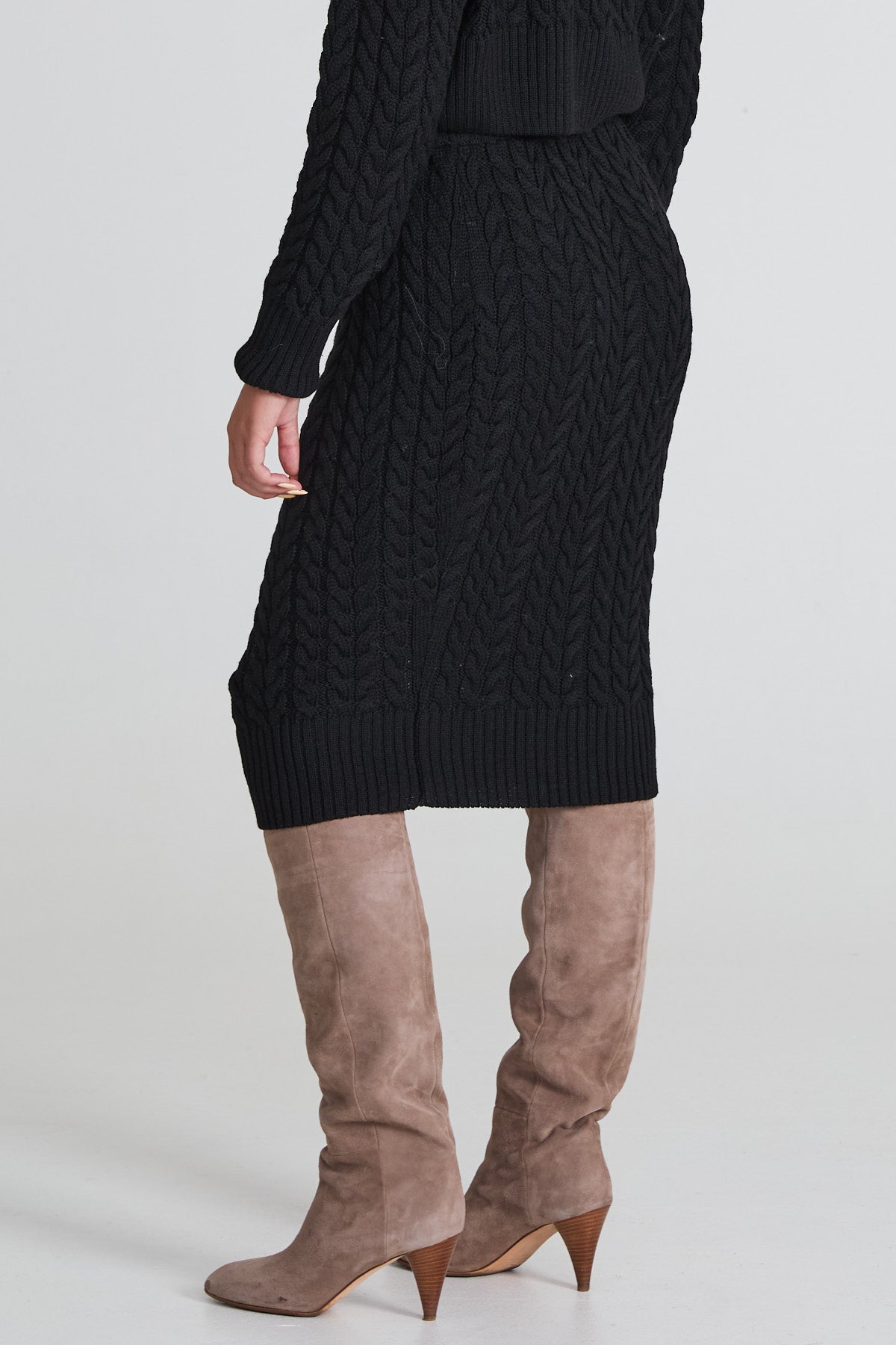Cable-Knitted Skirt - Black