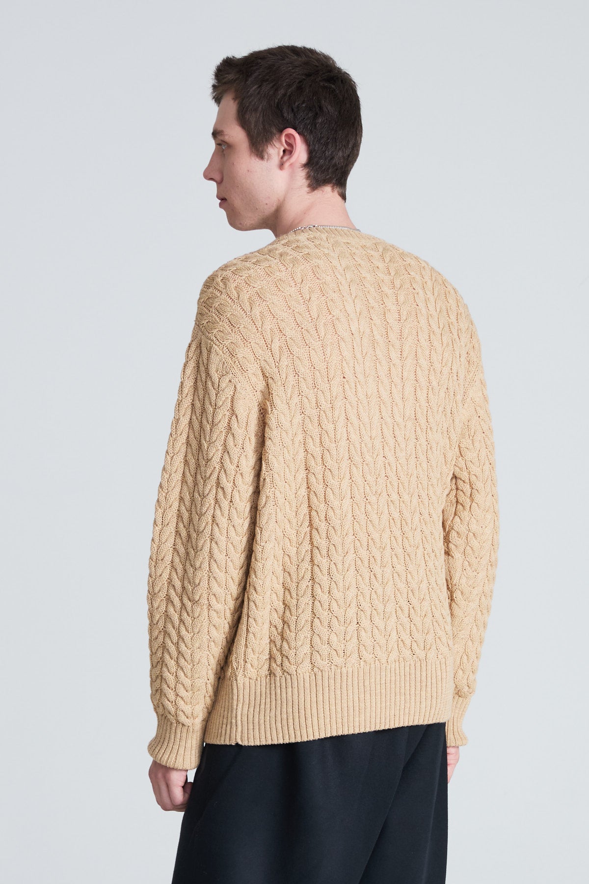 Cable-Knitted Sweater - Camel