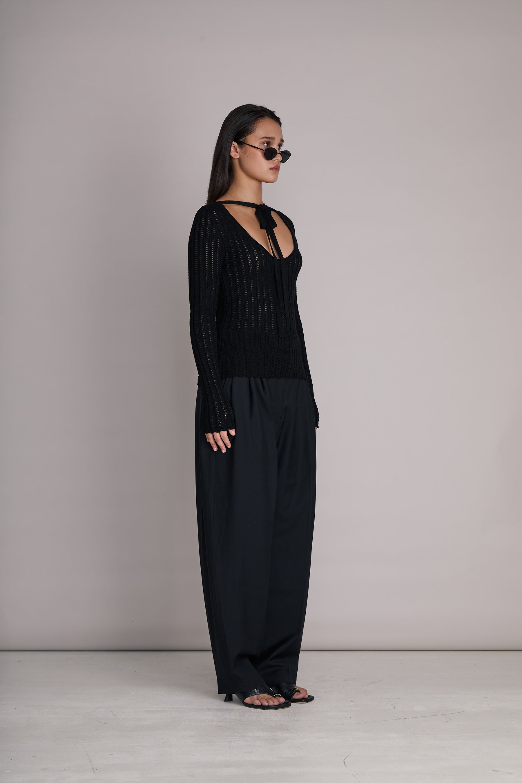 Lea Pointelle Fine Knit Top