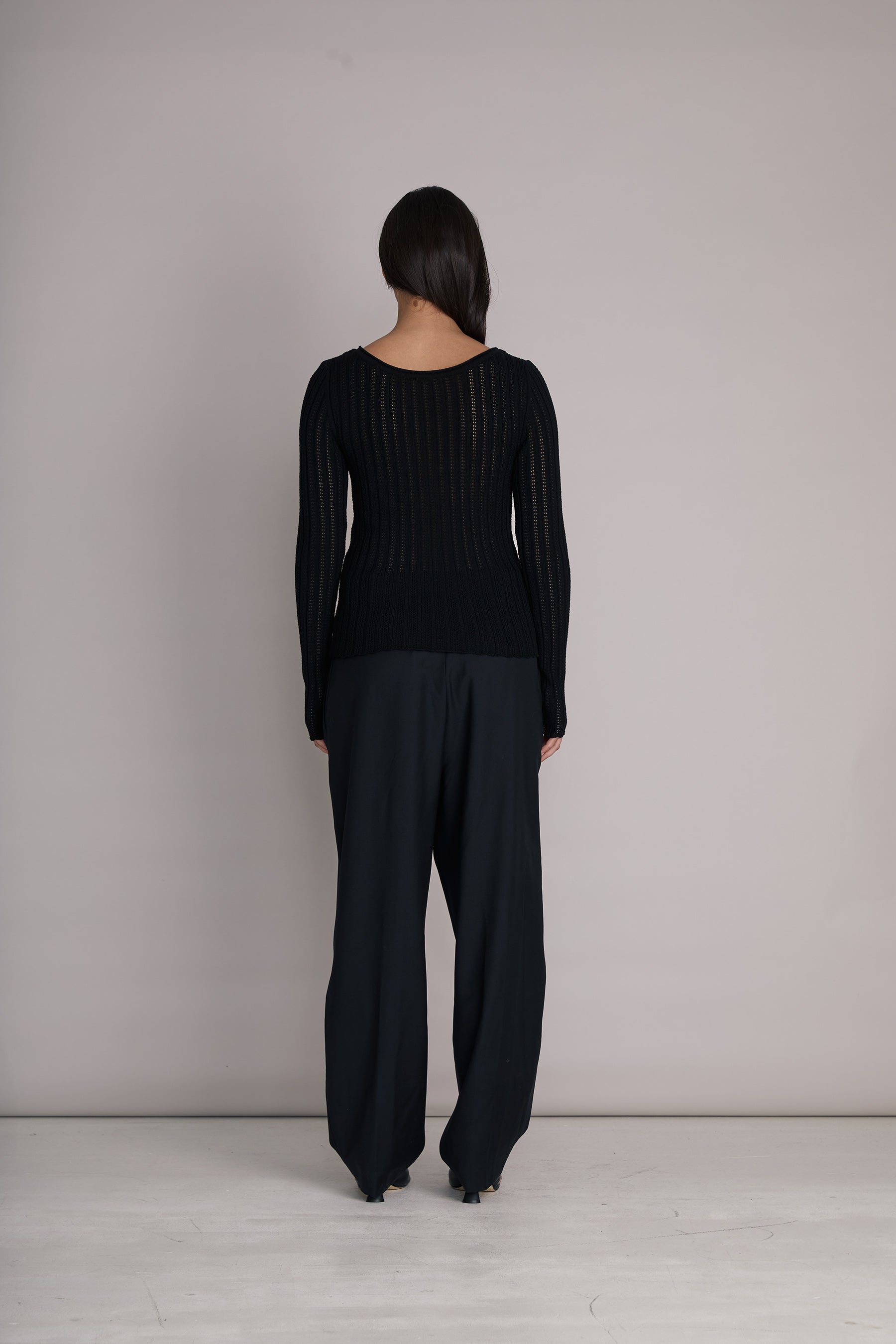 Lea Pointelle Fine Knit Top