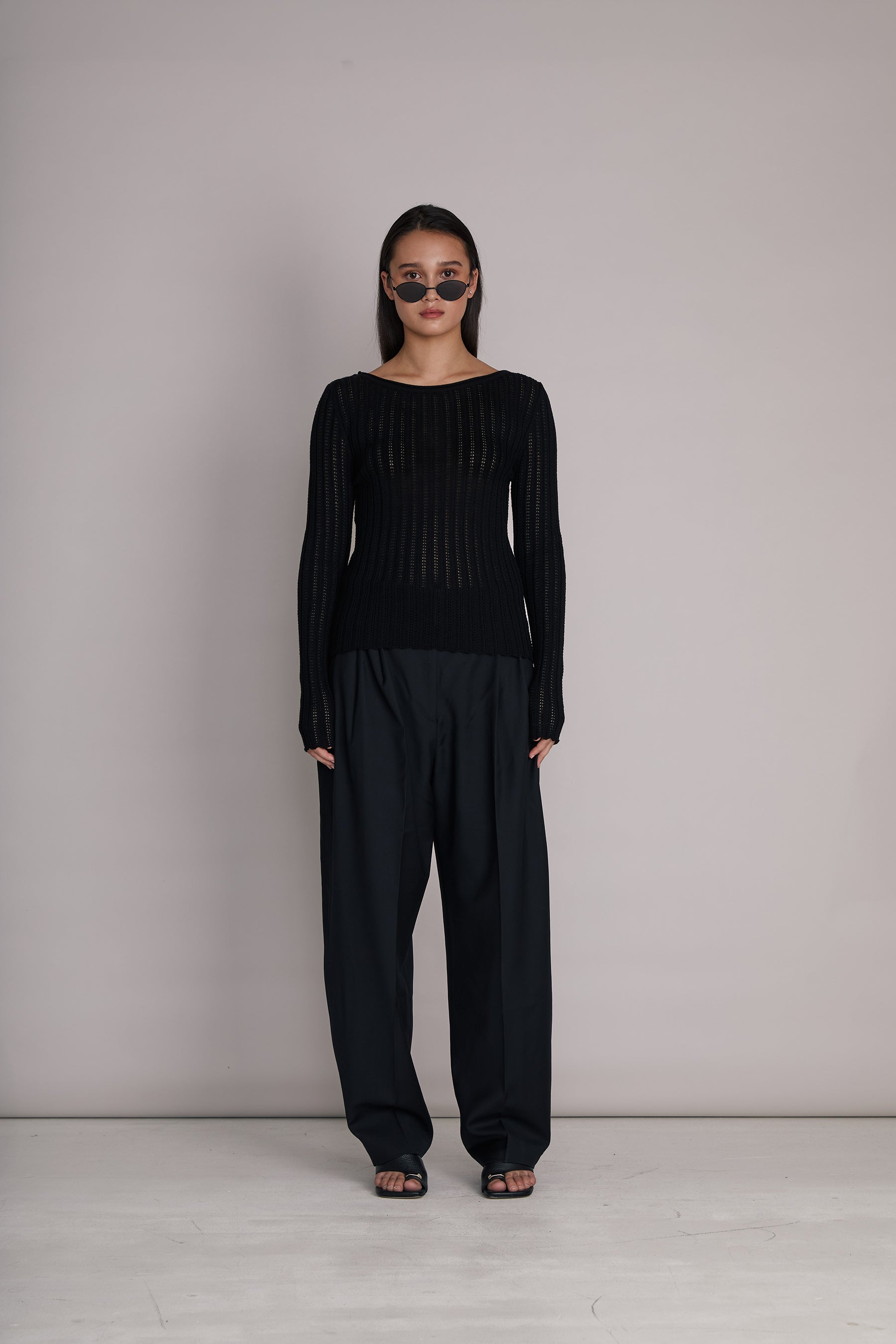 Lea Pointelle Fine Knit Top