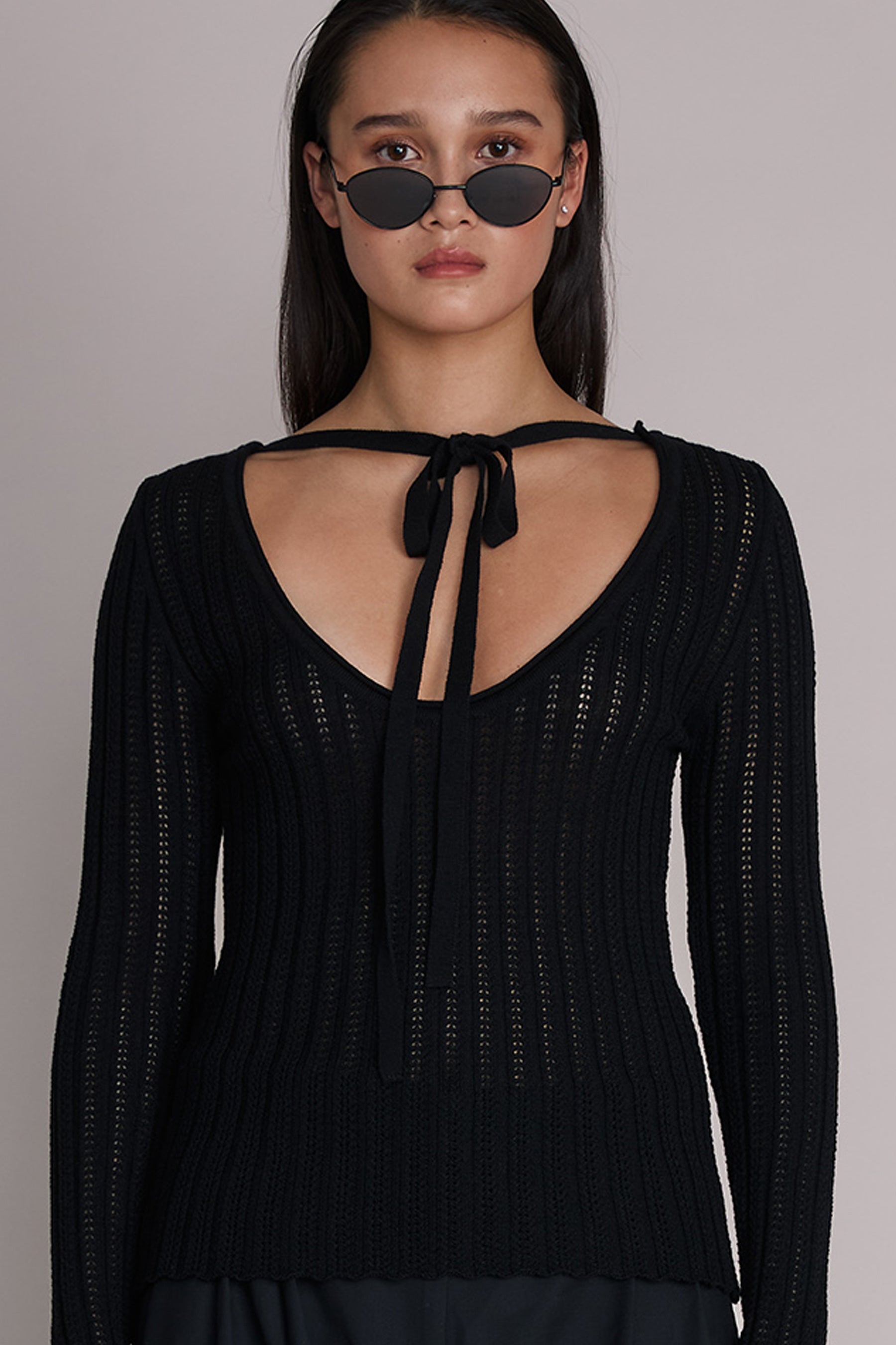 Lea Pointelle Fine Knit Top