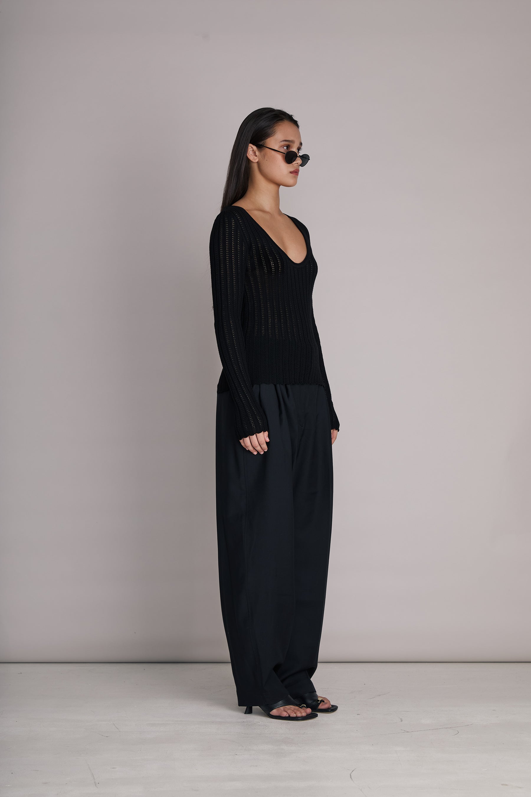 Lea Pointelle Fine Knit Top